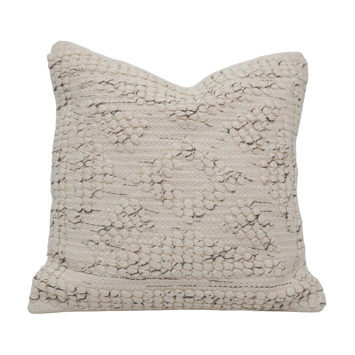Handmade Tufted Cotton Cushion Cover 45x45 cm | Boho Textured Throw Pillow Cover | Ivory Decorative Cushion Cover with Hidden Zip | 100% Cotton - Bulk manufacturer & supplier from Panipat, India