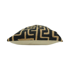 Black & Beige Geometric Jacquard Cotton Cushion Cover | 45x45 cm Modern Abstract Decorative Pillow Cover
