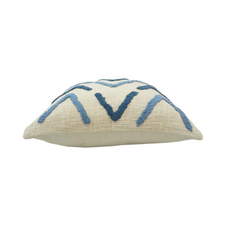 Tufted Chevron Cotton Cushion Cover – Blue Abstract Pattern | 45x45 cm Decorative Throw Pillow Cover - Bulk manufacturer & supplier from Panipat, India
