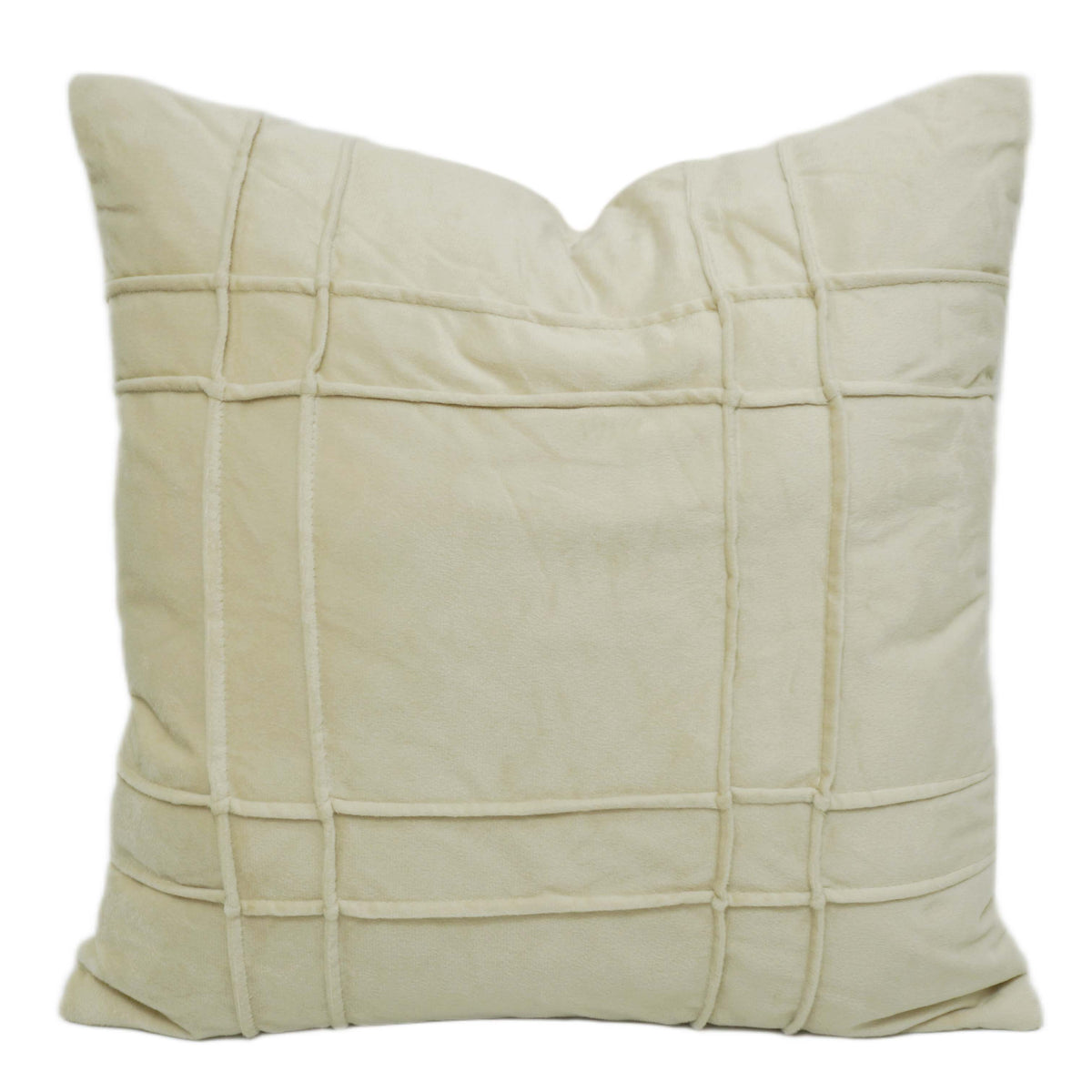 Cream Velvet Tufted-Grid Cushion Cover 45x45 cm