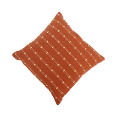 Handwoven Rust Cotton Cushion Cover | Textured Dotted Stripe Design | 45x45 cm Decorative Pillow Cover