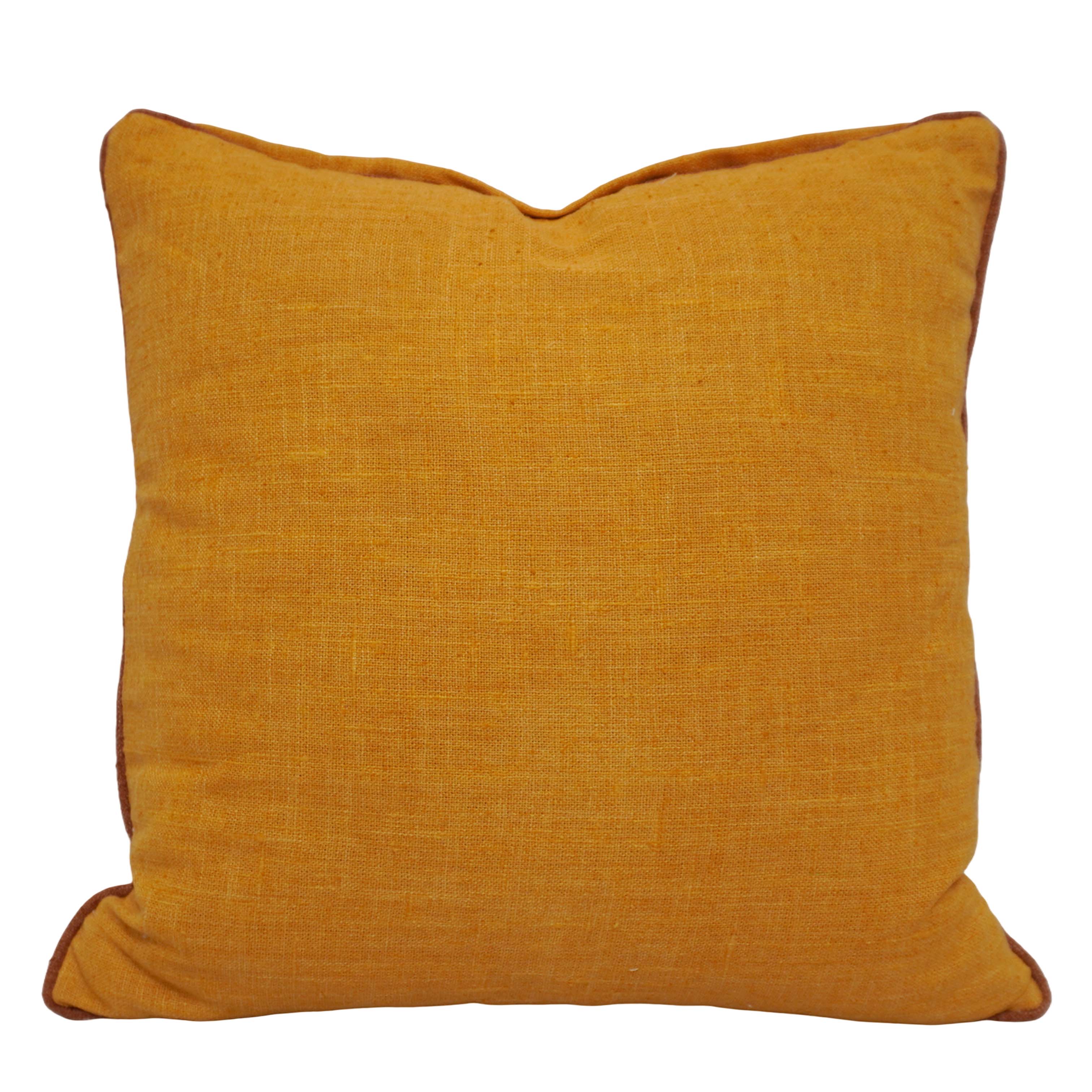 Solid Mustard Cotton Cushion Cover 45x45 cm | Plain Decorative Throw Pillow Cover | Soft Cotton Sofa Cushion Cover with Hidden Zipper