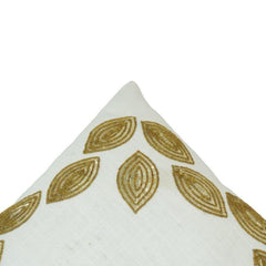 Luxury Gold Leaf Embroidered Cotton Cushion Cover – Off White Decorative Throw Pillow Cover 45x45 cm
