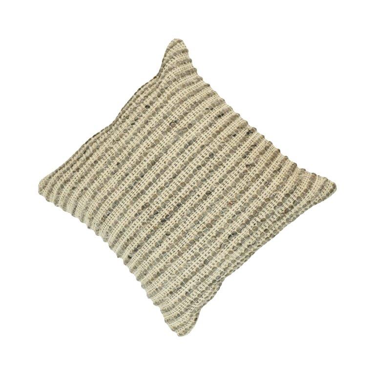 Textured Woven Polyester Cushion Cover 45x45 cm | Handcrafted Neutral Boho Pillow Cover for Sofa & Living Room