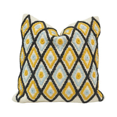 Handwoven Diamond Pattern Embroidered Cotton Cushion Cover – 45x45 cm | Geometric Boho Throw Pillow Cover