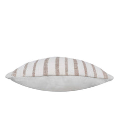 Handwoven Striped Cotton Cushion Cover 45x45 cm | Neutral Beige & Ivory Woven Throw Pillow Cover | Modern Farmhouse & Boho Home Décor