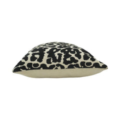 Black & Ivory Leopard Jacquard Cushion Cover | 45x45 cm Decorative Throw Pillow Cover | Modern Animal Print Accent Cushion