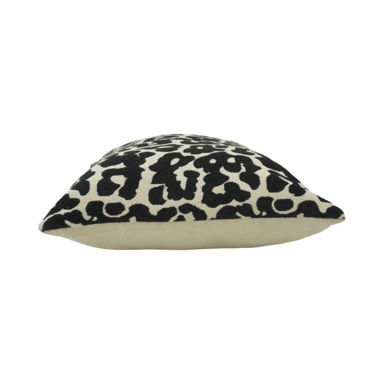 Black & Ivory Leopard Jacquard Cushion Cover | 45x45 cm Decorative Throw Pillow Cover | Modern Animal Print Accent Cushion