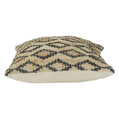 Handgewebter Jute-Kissenbezug mit geometrischem Rautenmuster | Rustikaler Boho-Struktur-Kissenbezug | Neutrales Beige & Schwarz