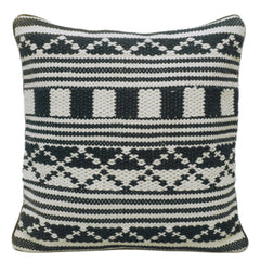 Handwoven Black & Ivory Cotton Cushion Cover – 45 x 45 cm