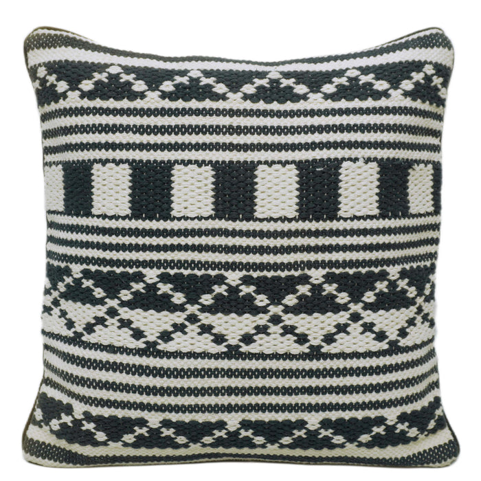 Handwoven Black & Ivory Cotton Cushion Cover – 45 x 45 cm