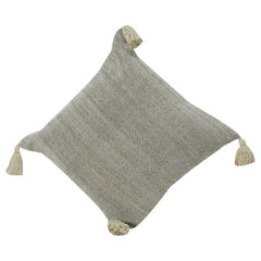 Textured Cotton Cushion Cover with Tassels | Minimalist Neutral Throw Pillow Cover | 18x18 Inch Decorative Sofa Cushion