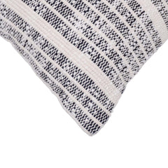 Handwoven Black & Ivory Cotton Cushion Cover 45x45 cm | Modern Striped Textured Throw Pillow Cover | Handmade Home Décor