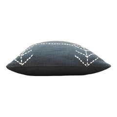 Hand Embroidered Cotton Cushion Cover 45x45 cm | Geometric Stitch Design | Navy Blue Decorative Pillow Cover