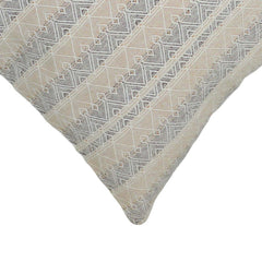 Handwoven Cotton Geometric Cushion Cover 45x45 cm | Woven Diamond Pattern | Neutral Beige & Ivory Decorative Throw Pillow Cover