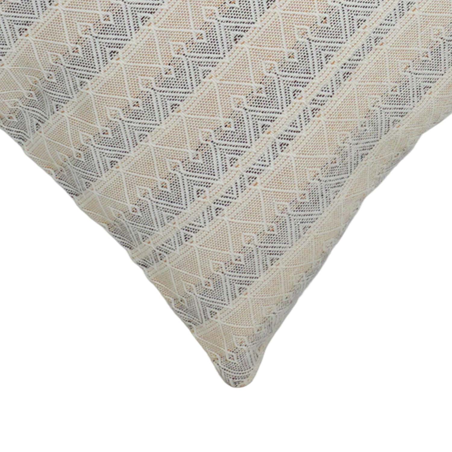 Handwoven Cotton Geometric Cushion Cover 45x45 cm | Woven Diamond Pattern | Neutral Beige & Ivory Decorative Throw Pillow Cover