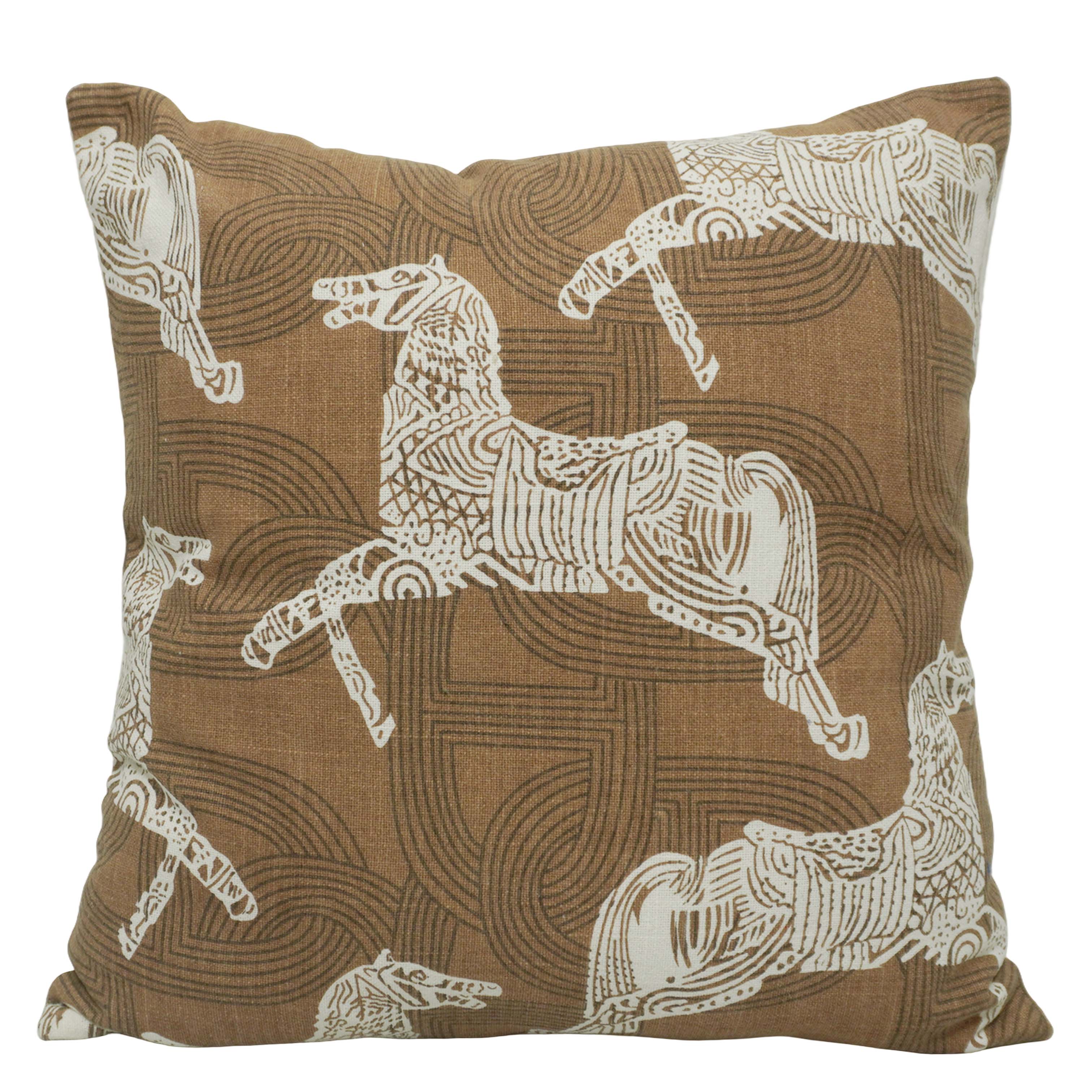 Printed Cotton Cushion Cover 45x45 cm | Running Horse Pattern Decorative Cushion Cover | Hidden Zipper | Sofa, Bed & Living Room Décor