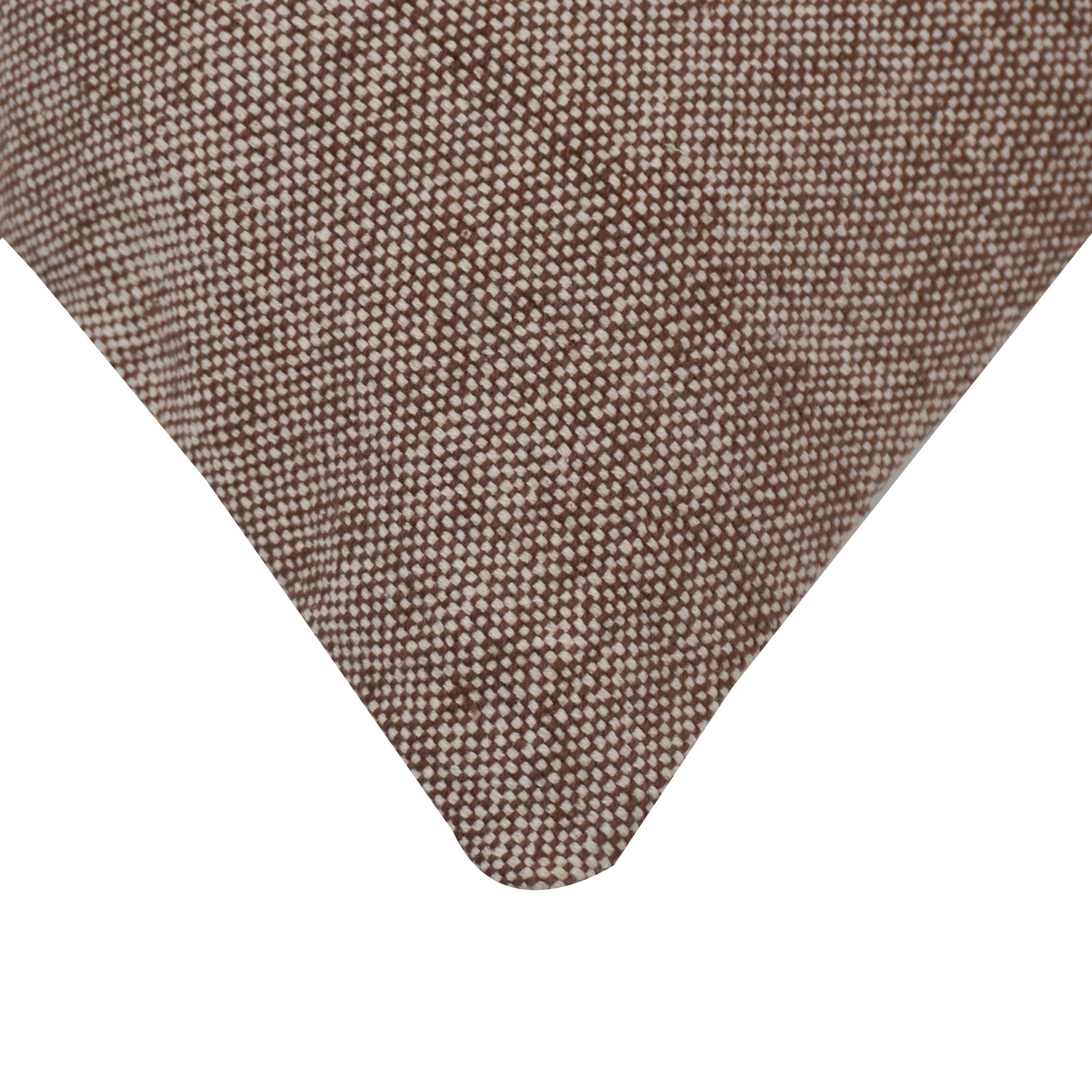 Handwoven Cotton Cushion Cover 45x45 cm | Brown & Ivory Color Block | Decorative Throw Pillow Cover
