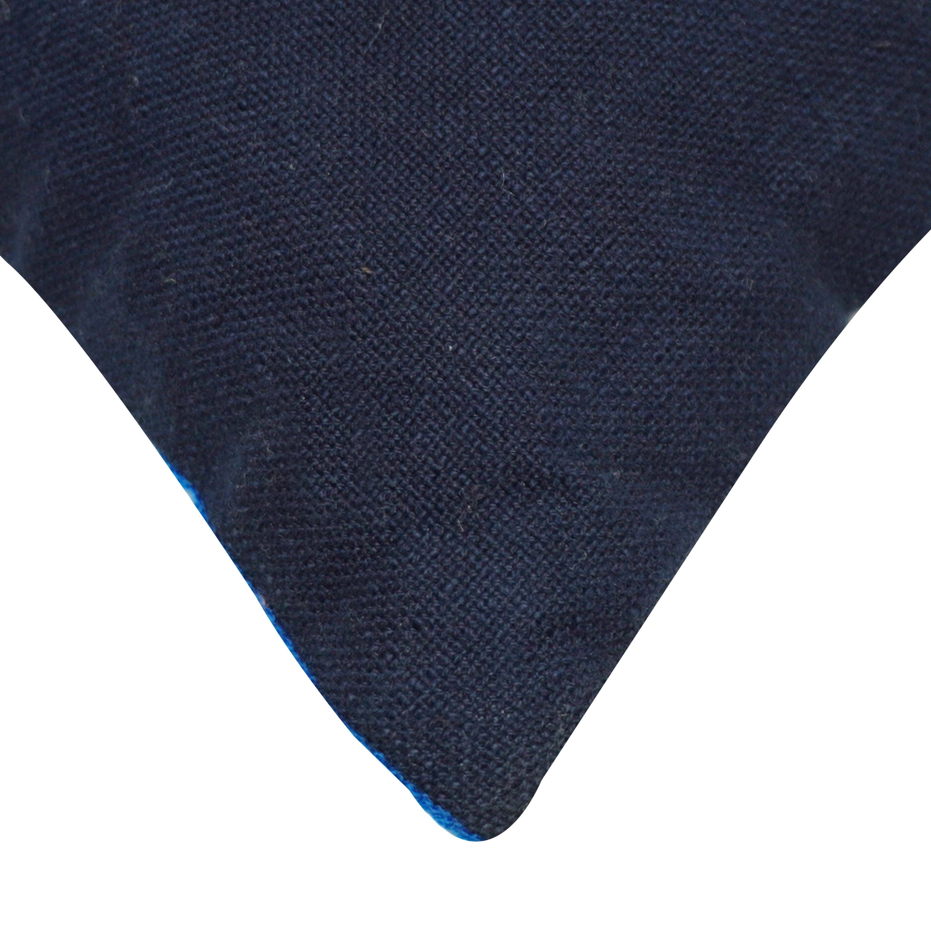 Embroidered Cotton Fish Cushion Cover 30 x 50 cm | Nautical Marine Decorative Lumbar Pillow Cover | Hidden Zip | Navy Blue