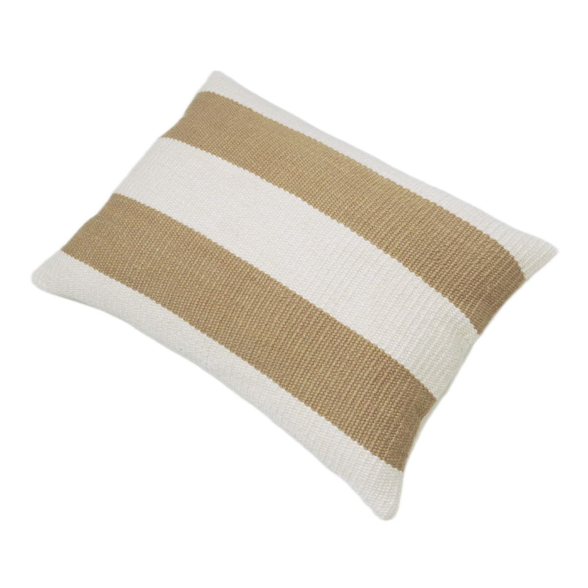 Handwoven Beige & Ivory Striped Cushion Cover 35x50 cm | Textured Woven Cushion