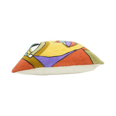 Abstract Face Embroidered Cushion Cover – Modern Artistic Cotton Pillow Cover 45x45 cm