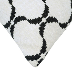 Black & Ivory Jacquard Cushion Cover 45x45 cm – Geometric Pattern