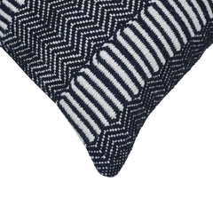 Handmade Black & White Geometric Polyester Cushion Cover 45x45 cm | Woven Chevron Pattern Decorative Throw Pillow Cover