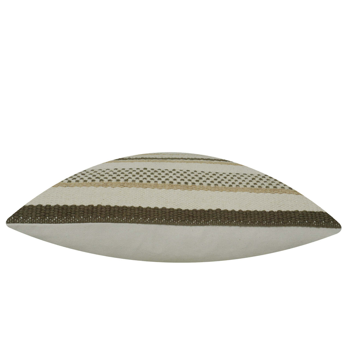 Handwoven Cotton Cushion Cover 45x45 cm – Textured Striped Boho Design in Beige & Olive