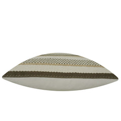 Handwoven Cotton Cushion Cover 45x45 cm – Textured Striped Boho Design in Beige & Olive