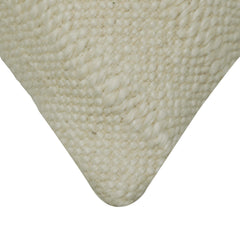 Solid ivory textured polyester cushion cover 45x45 cm