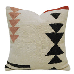 Ivory Black & Rust Tribal Handwoven Cotton Cushion Cover 45x45 cm