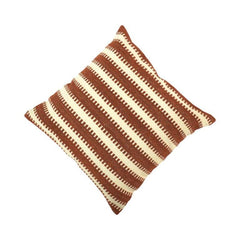 Handwoven Striped Cotton Cushion Cover | Rust & Ivory Boho Pillow Cover | 45x45 cm Decorative Cushion