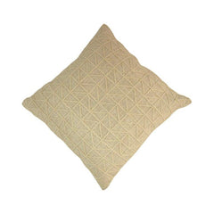 Geometric Embroidered Cotton Cushion Cover – Beige Textured Throw Pillow Cover 45x45 cm