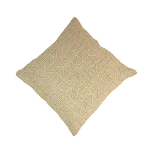 Geometric Embroidered Cotton Cushion Cover – Beige Textured Throw Pillow Cover 45x45 cm