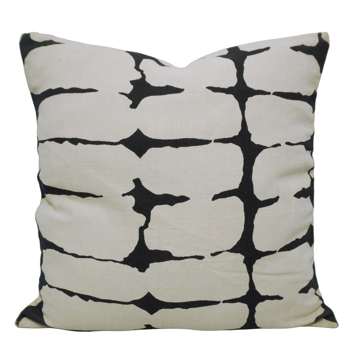 Abstract Black & Ivory Printed Cotton Cushion Cover 45x45 cm | Modern Geometric Decorative Throw Pillow Cover with Hidden Zipper