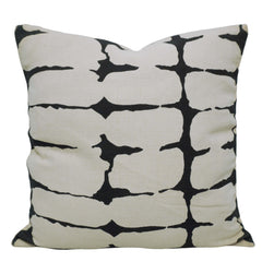 Abstract Black & Ivory Printed Cotton Cushion Cover 45x45 cm | Modern Geometric Decorative Throw Pillow Cover with Hidden Zipper