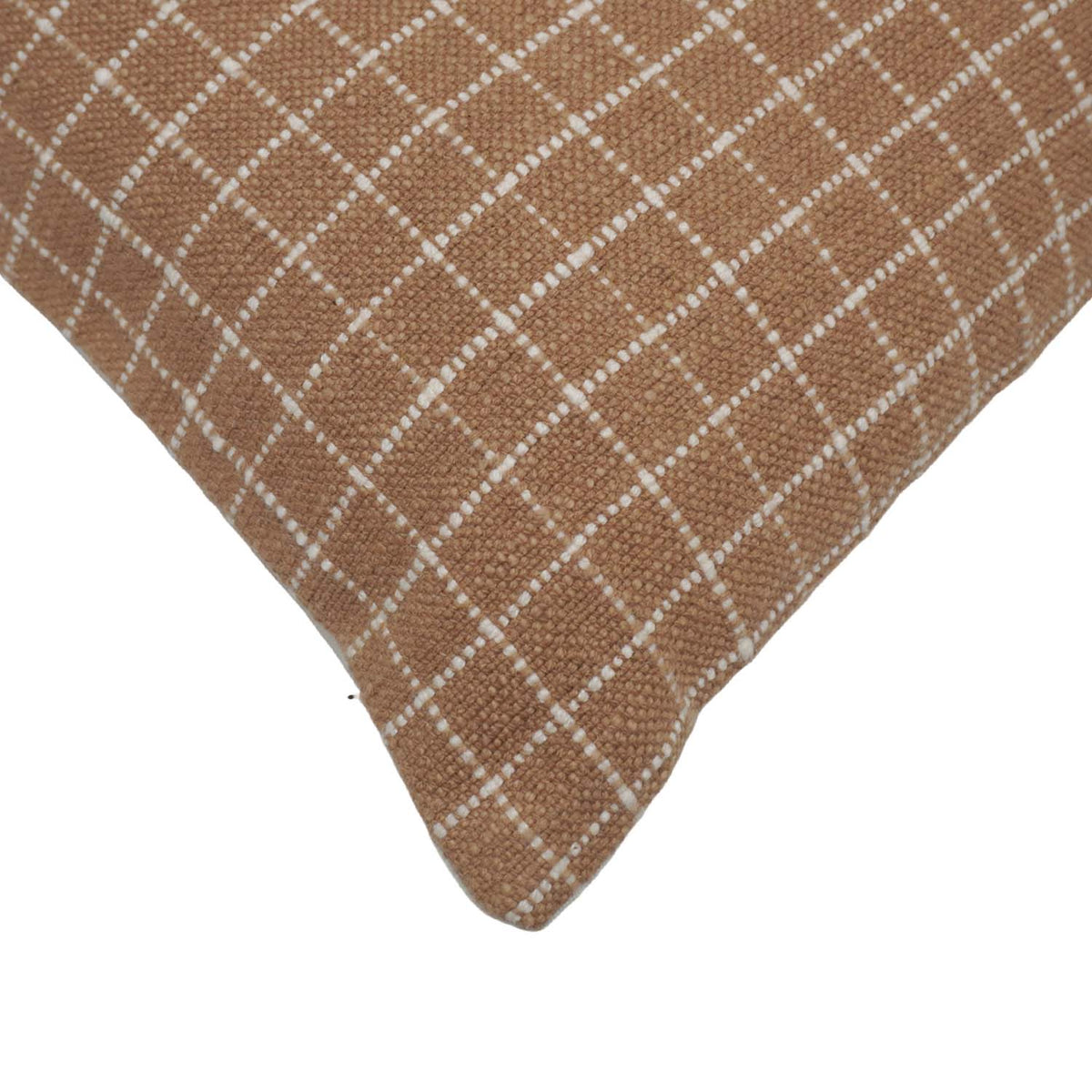 Handwoven Cotton Grid Pattern Cushion Cover 45x45 cm | Textured Woven Decorative Throw Pillow Cover | Hidden Zipper | Modern Farmhouse & Boho Home Décor - Bulk manufacturer & supplier from Panipat, India