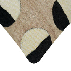 Handwoven Jacquard Cushion Cover 45x45 cm – Abstract Geometric Circle Design in Beige, Ivory & Black