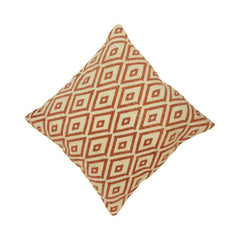 Diamond Pattern Jacquard Cotton Cushion Cover – Rust & Beige Geometric Design | 45 x 45 cm