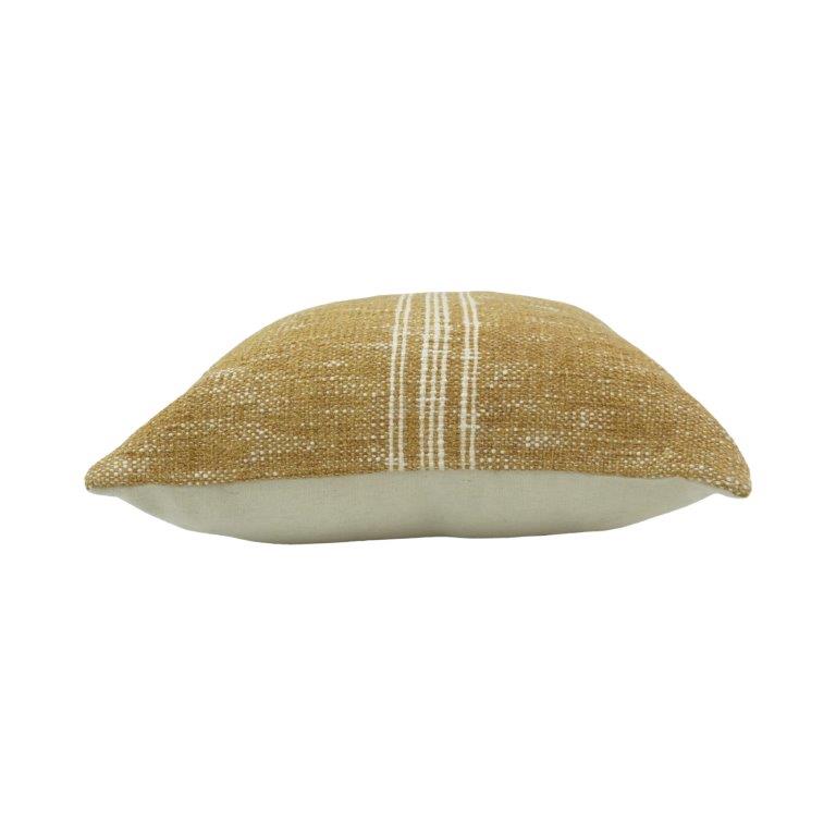 Handmade Mustard Cotton Cushion Cover with Woven Stripe Design | 45x45 cm Decorative Pillow Cover - Bulk manufacturer & supplier from Panipat, India