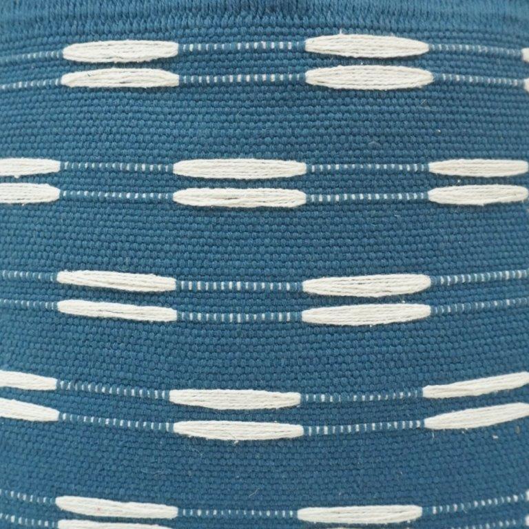 Handwoven Blue Cotton Cushion Cover 45x45 cm | Geometric Dash Pattern Decorative Throw Pillow Cover - Bulk manufacturer & supplier from Panipat, India