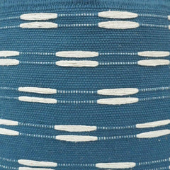 Handwoven Blue Cotton Cushion Cover 45x45 cm | Geometric Dash Pattern Decorative Throw Pillow Cover