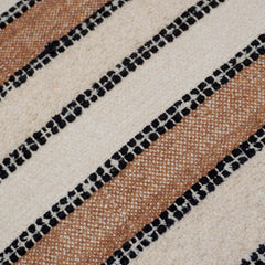 Handwoven Cotton Striped Cushion Cover 45x45 cm | Textured Woven Throw Pillow Cover | Beige, Ivory & Black | Modern Boho Farmhouse Home Décor