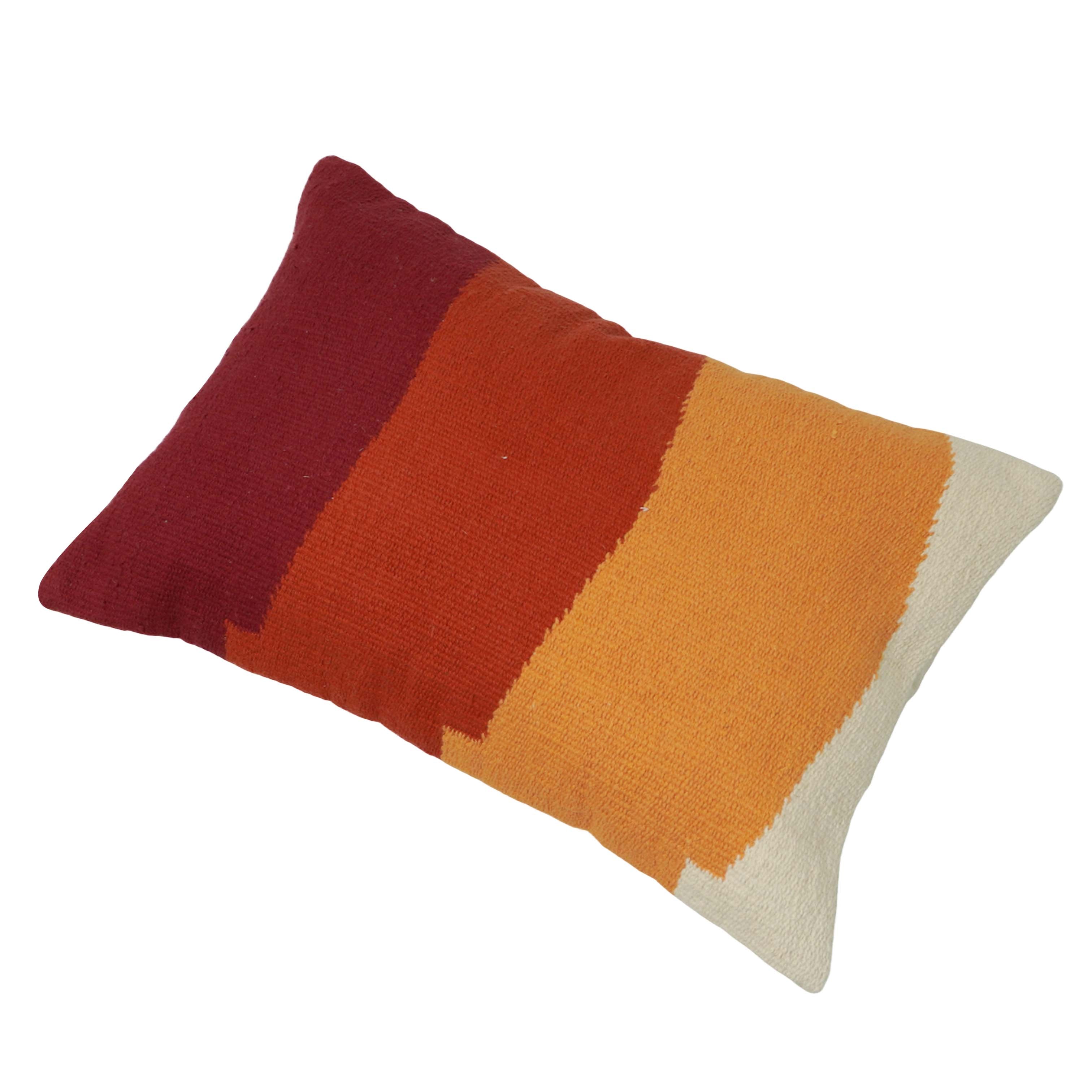 Handwoven Cotton Cushion Cover 35x50 cm | Modern Abstract Color Block Design | Decorative Lumbar Pillow Cover | Hidden Zip | Handmade Home Décor