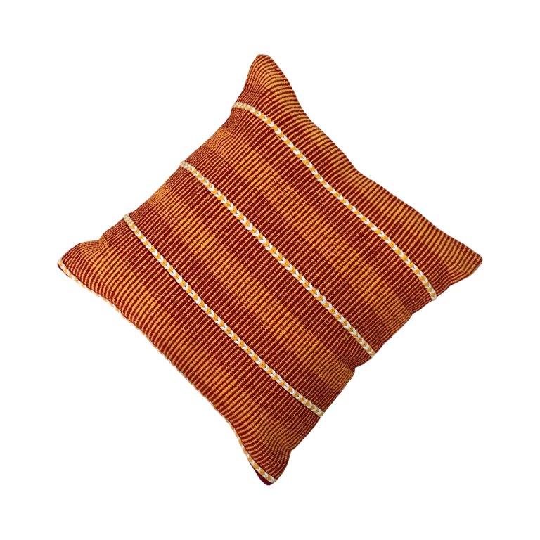 Handmade Striped Cotton Cushion Cover 45x45 cm | Woven Decorative Throw Pillow Cover with Braided Detailing | Boho Rustic Home Décor - Bulk manufacturer & supplier from Panipat, India
