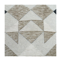 Housse de coussin en coton brodé géométrique | Motif abstrait beige et noir neutre | Housse de coussin décorative 45x45 cm