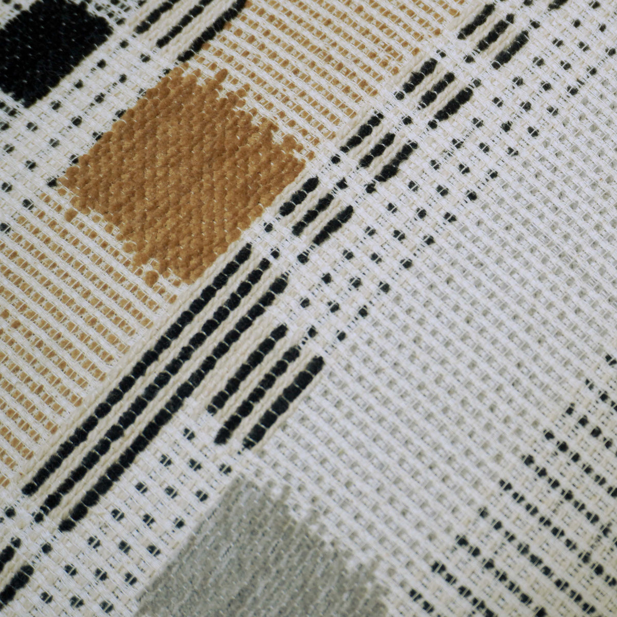 Beige black and grey geometric textured handwoven cotton cushion cover 45x45 cm