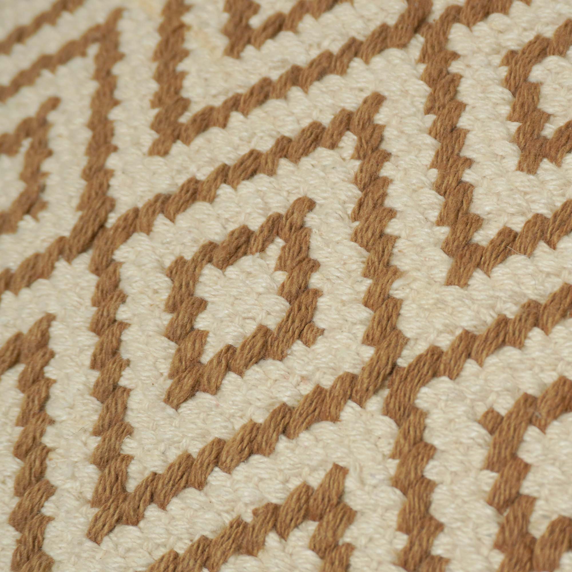 Handwoven Cotton Cushion Cover 45x45 cm | Geometric Diamond Pattern | Textured Woven Decorative Throw Pillow Cover | Beige & Natural | Hidden Zip | Boho Home Décor