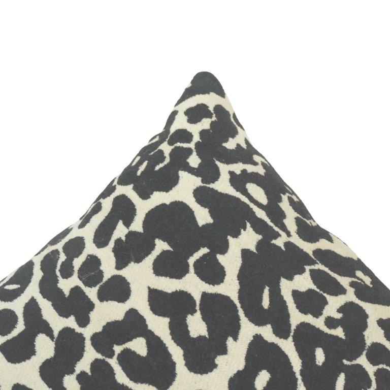Black & Ivory Leopard Jacquard Cushion Cover | 45x45 cm Decorative Throw Pillow Cover | Modern Animal Print Accent Cushion - Bulk manufacturer & supplier from Panipat, India