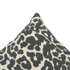 Black & Ivory Leopard Jacquard Cushion Cover | 45x45 cm Decorative Throw Pillow Cover | Modern Animal Print Accent Cushion